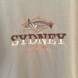 Tan Brown Sydney Australia Shirt Embroidered Med